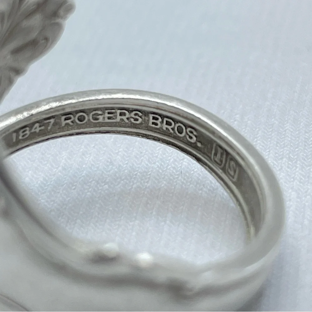Vintage Spoon Stainless Steel Floral Scroll Wrap Ring Boho Modern Handmade Sz 7